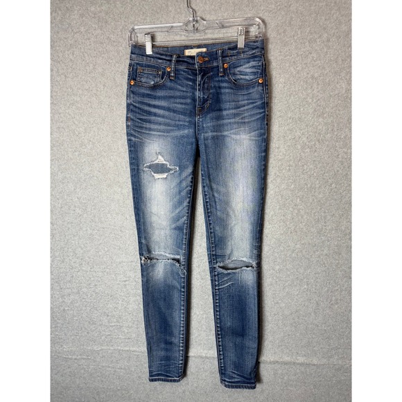 Madewell Jeans Womens 26 High Riser‎ Skinny Distressed Ripped Denim Blue - Picture 1 of 14